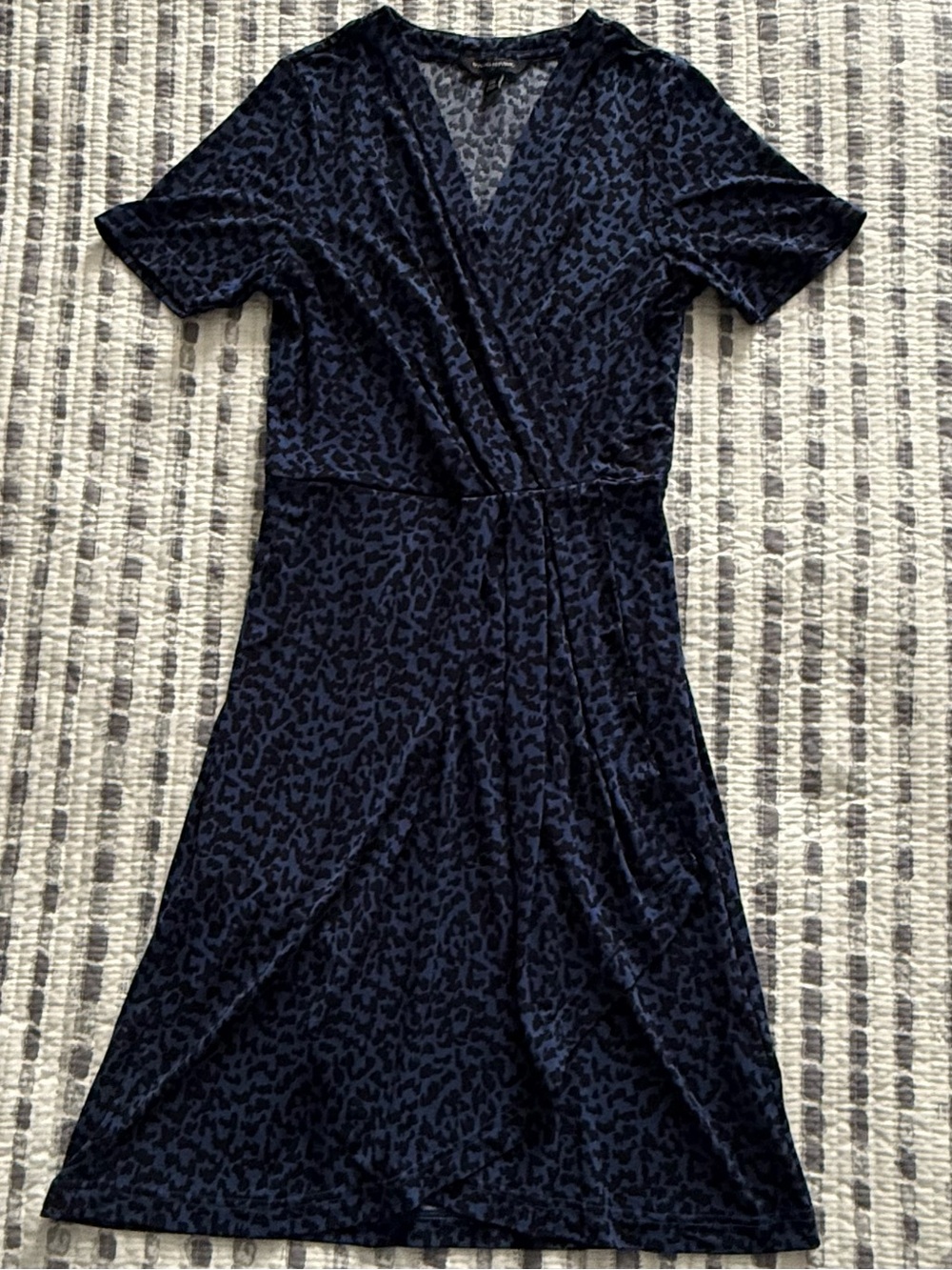 Banana Republic Navy Leopard-Print Wrap Midi Dress